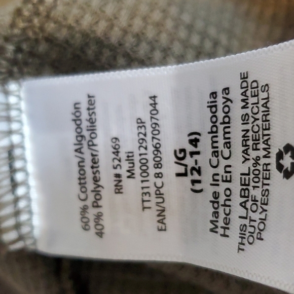 Womens Green Black Camo Longsleeve Textured Top Sz.Large - Picture 3 of 3